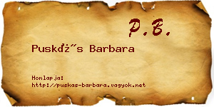 Puskás Barbara névjegykártya